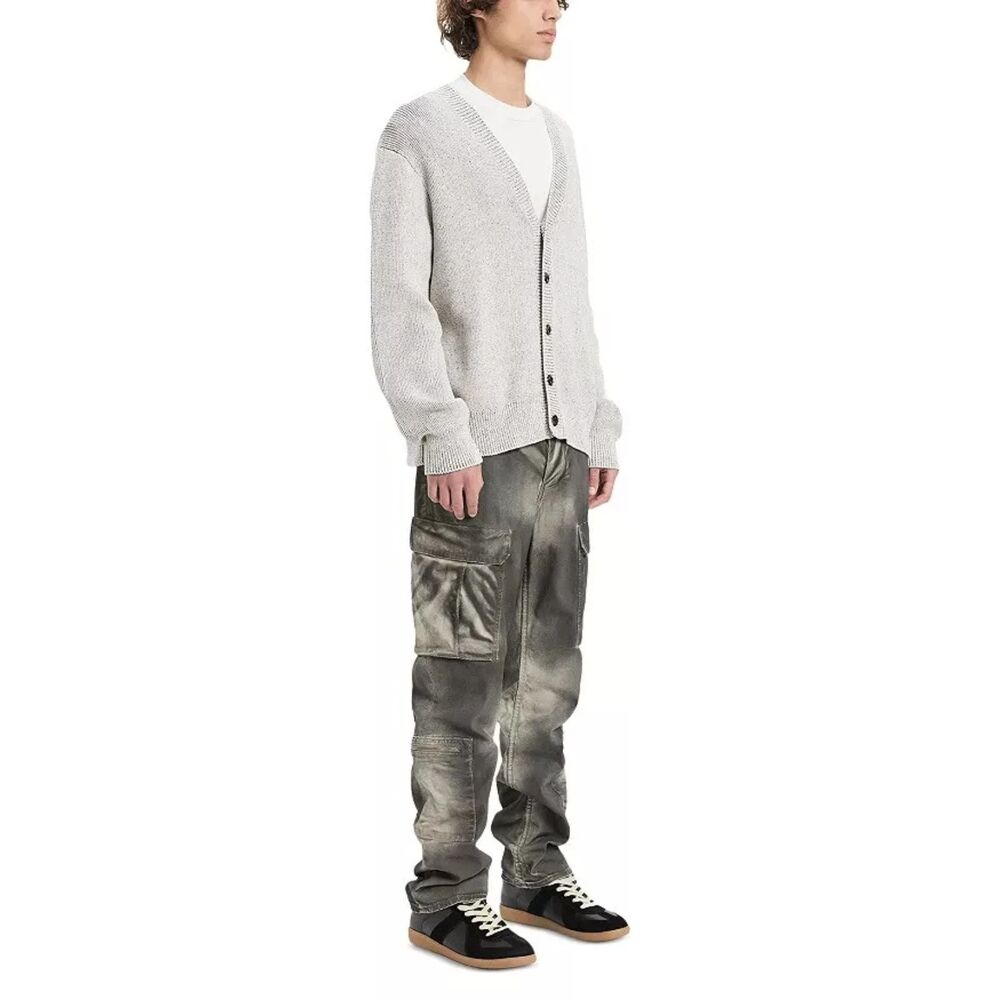 VAYDER Jeans Mens Size 34 Gray Charcoal Tan Wash Cargo Pocket Baggy Luxury $575